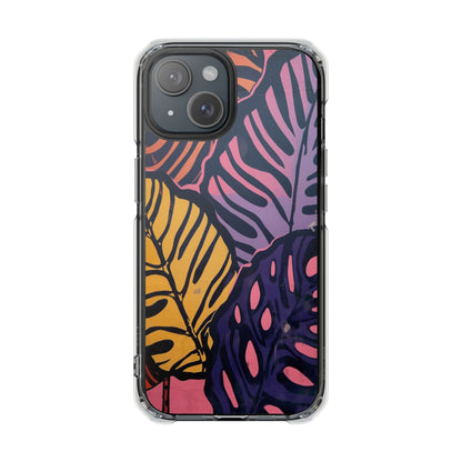 Clear Magnetic Phone Case — Tropical Leaf Art Impact Protection