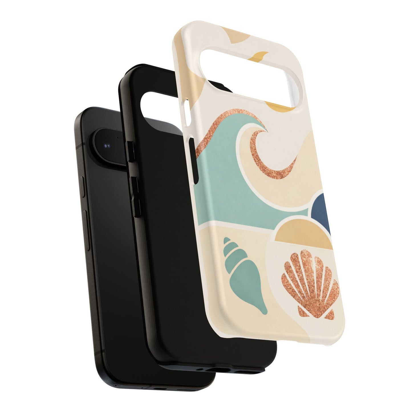 Sea Breeze Tough Phone Case — Retro Waves & Shells Design