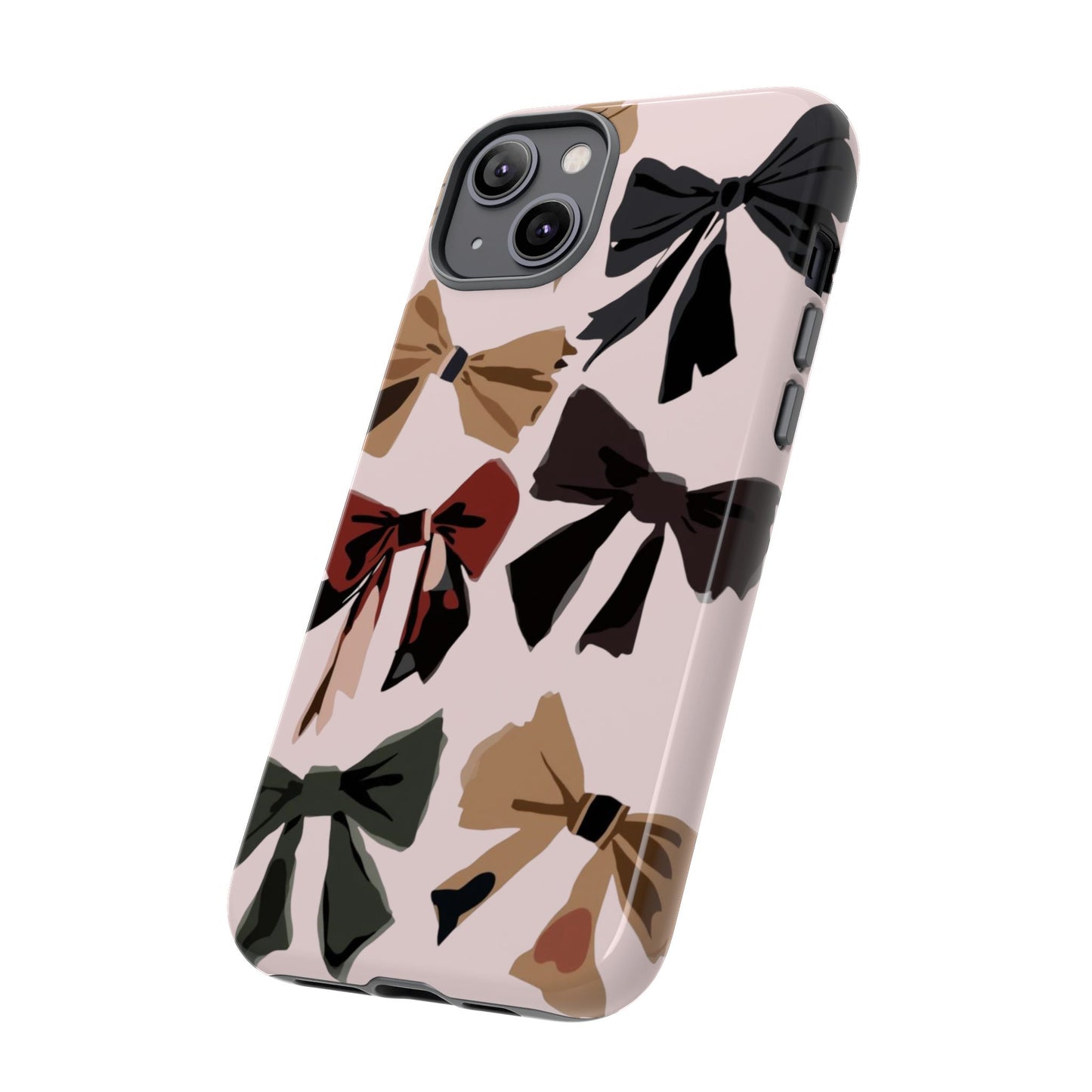 Bow Pattern Phone Case - Pink, Brown & Black Bows Protective Cover