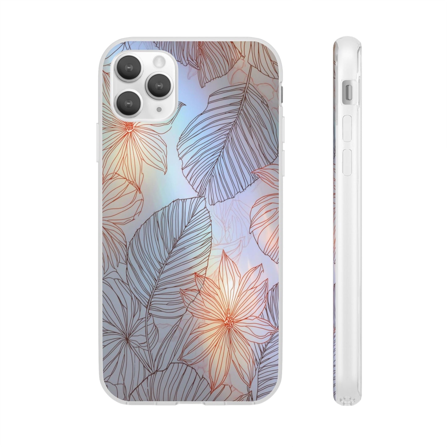 Floral Holographic Phone Case — Iridescent Leaves & Flowers Flexi Case