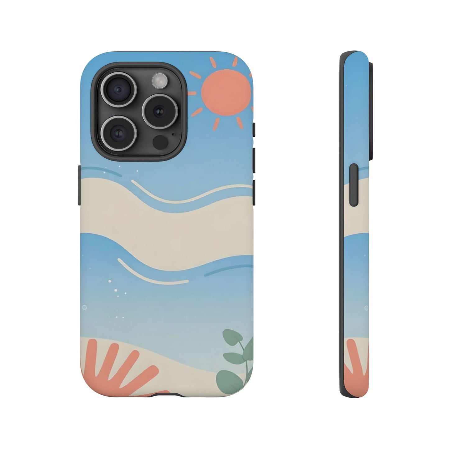 Beach Waves Tough Phone Case — Summer Sun & Seashell Protective Cover