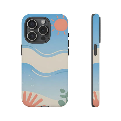 Beach Waves Tough Phone Case — Summer Sun & Seashell Protective Cover