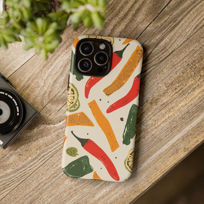 Spicy Peppers Phone Case – Colorful Chili, Lime & Citrus Pattern