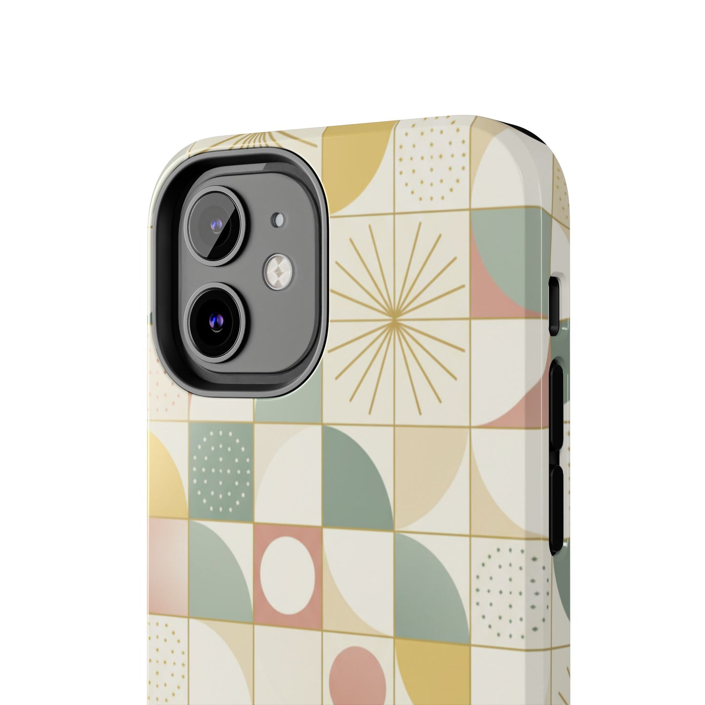 Retro Geometric Tough Phone Case — Pastel Midcentury Pattern