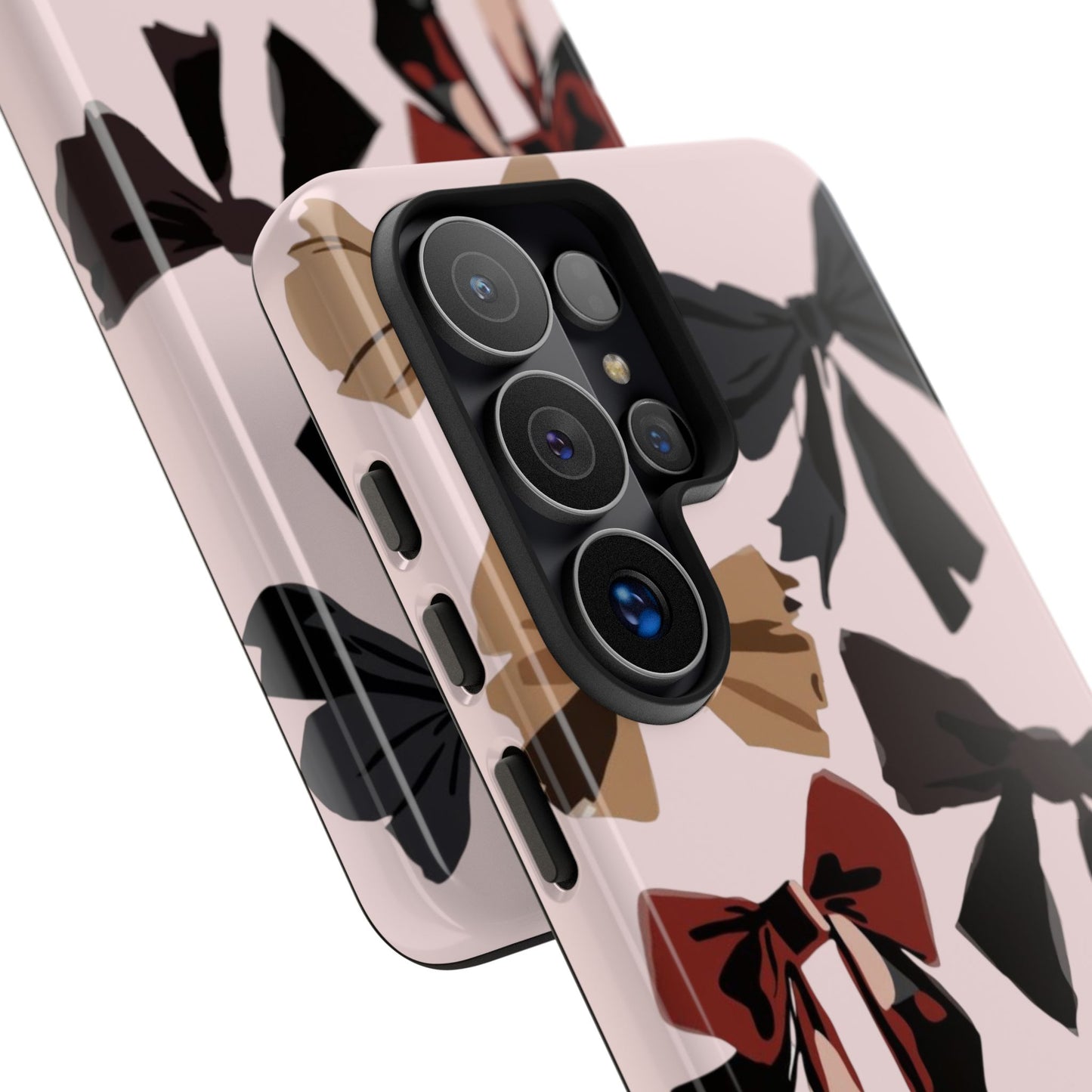 Bow Pattern Phone Case - Pink, Brown & Black Bows Protective Cover