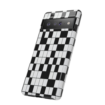 Crossword Grid Phone Case — Black & White Puzzle Pattern Tough Phone Cover