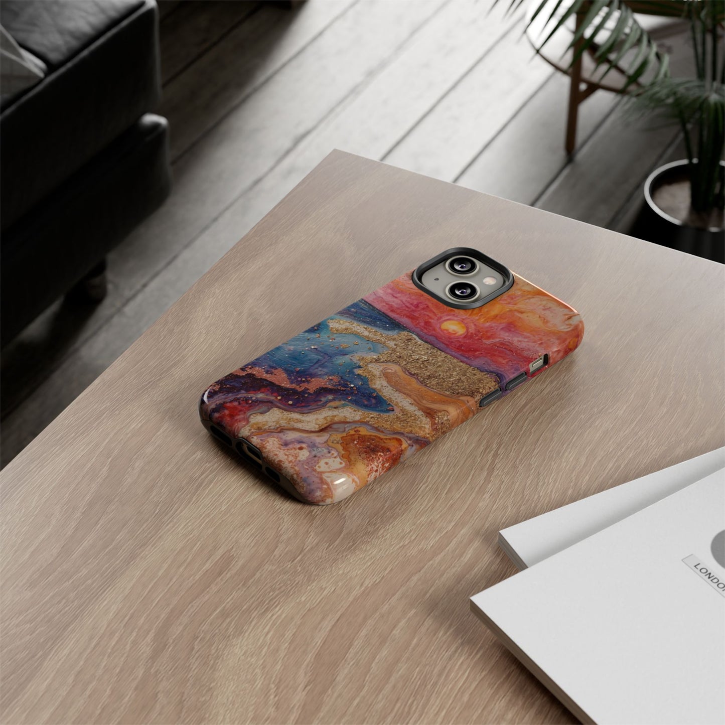 Sunset Coast Phone Case — Colorful Abstract Beach Art Tough Case
