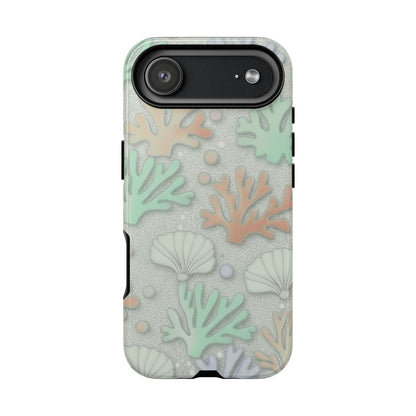 Pastel Coral Reef Tough Phone Case – Sea Shell & Coral Pattern Durable Protector