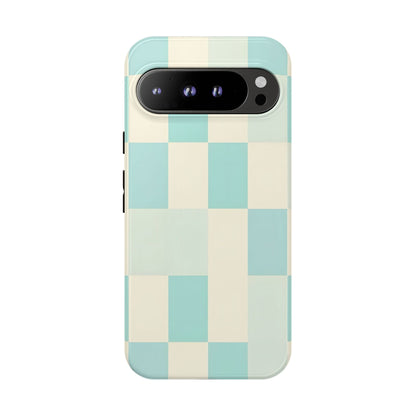 Pastel Checkerboard Tough Case – Mint & Cream Protective Phone Cover