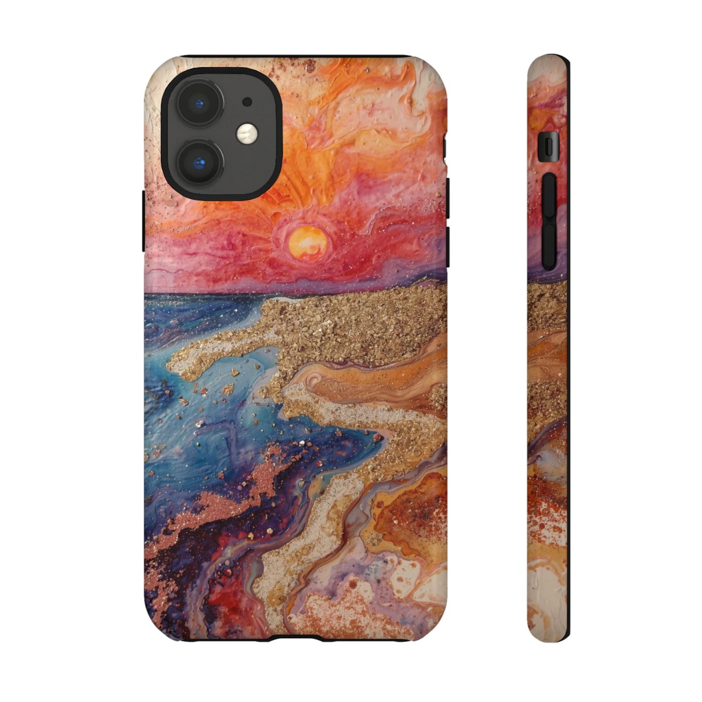 Sunset Coast Phone Case — Colorful Abstract Beach Art Tough Case