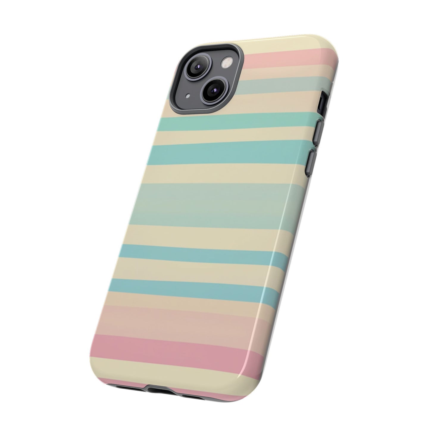 Pastel Striped Tough Phone Case – Protective Retro Rainbow Design