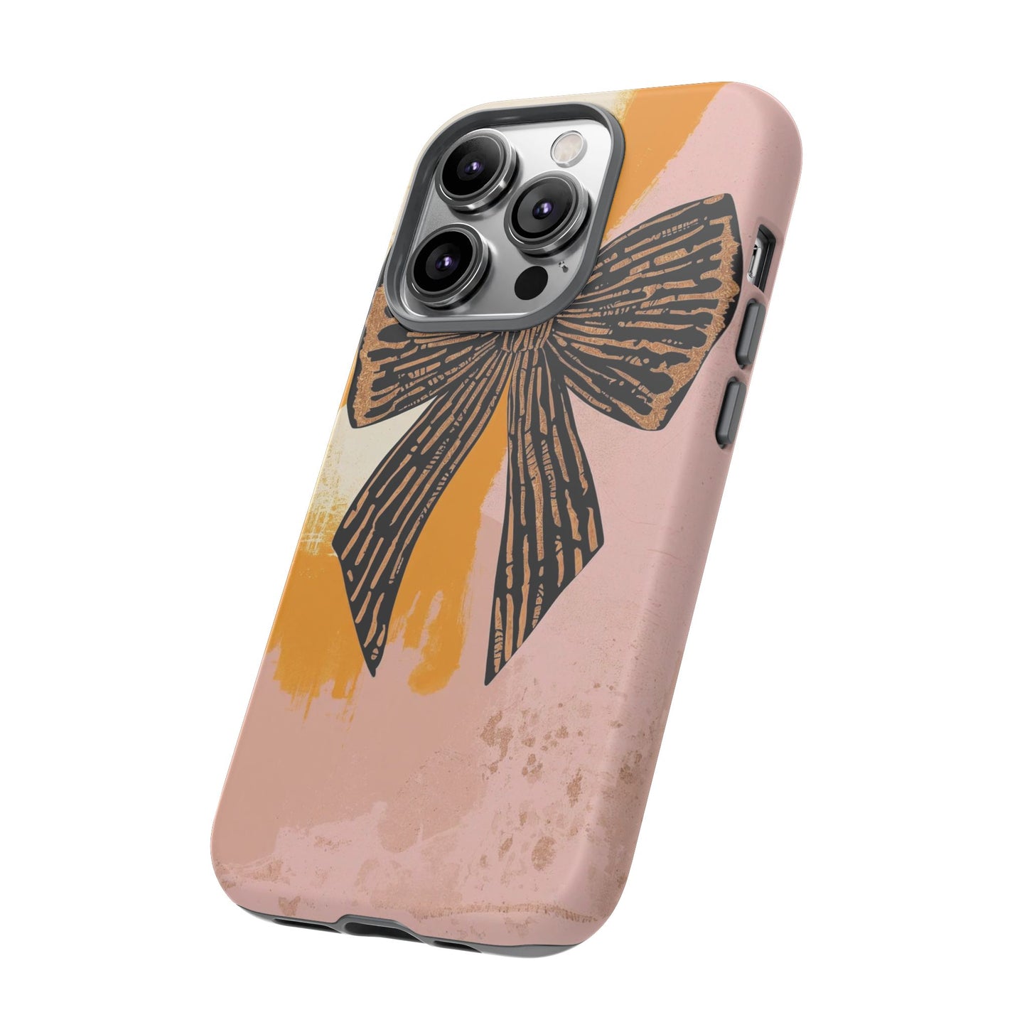 Bow Brushstroke Tough Phone Case — Pink & Mustard