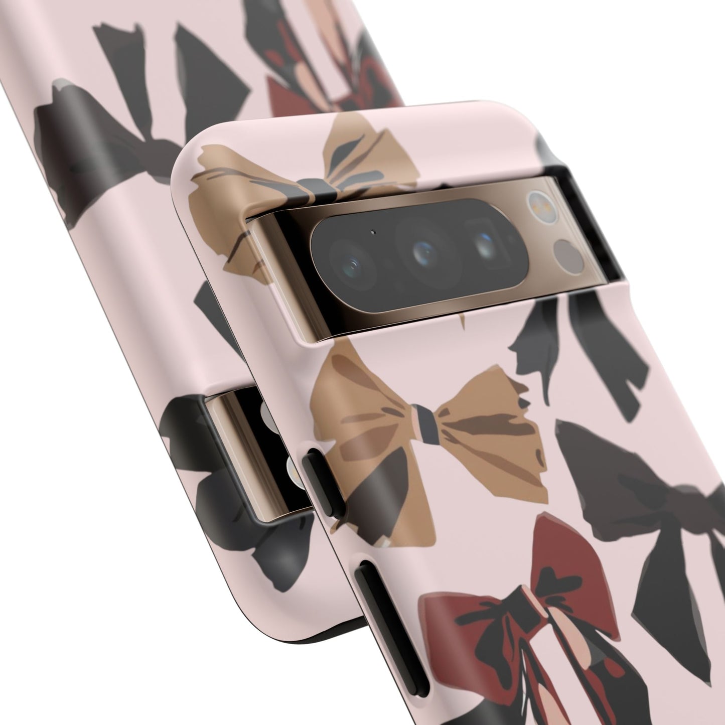 Bow Pattern Phone Case - Pink, Brown & Black Bows Protective Cover