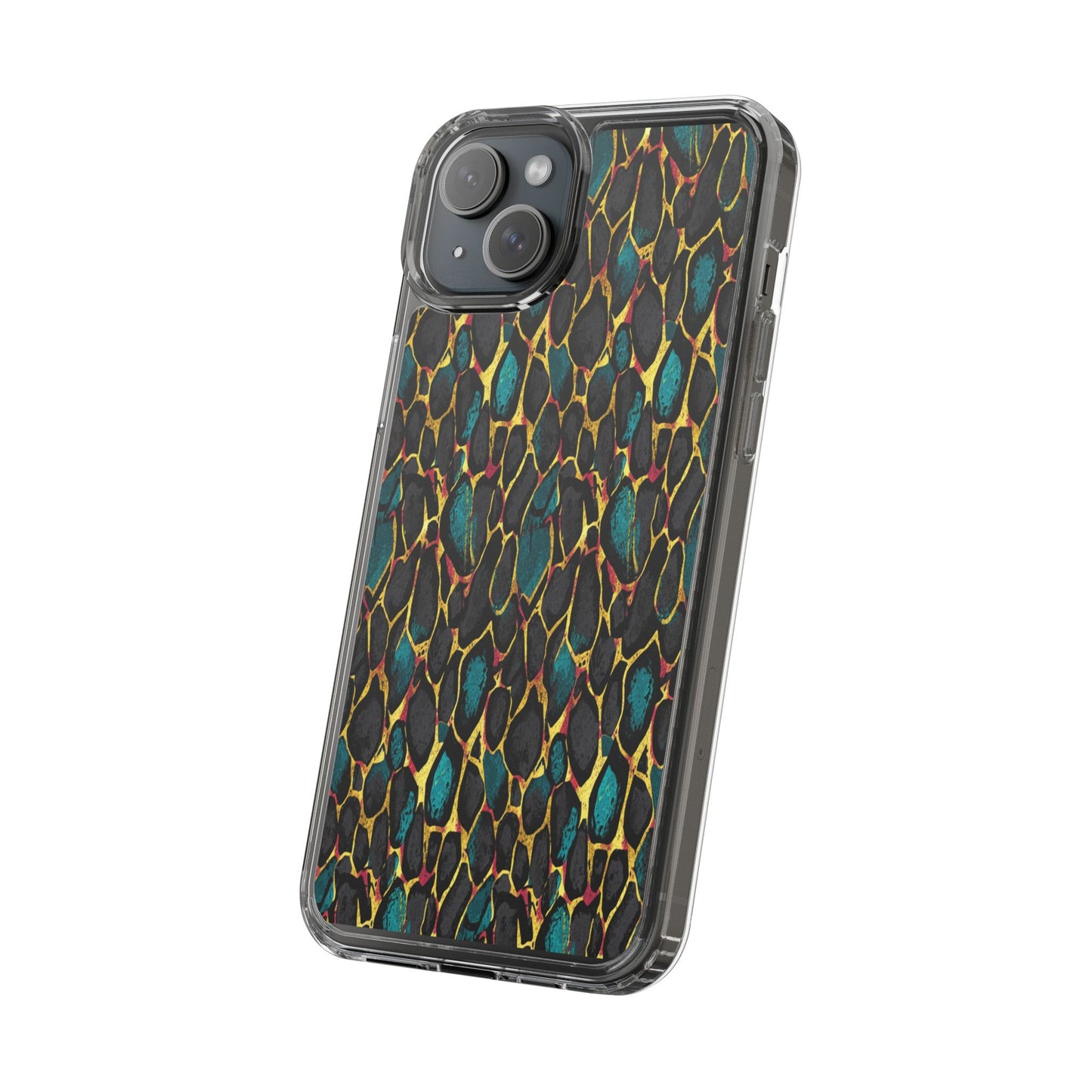 Teal Gold Leopard Clear Phone Case