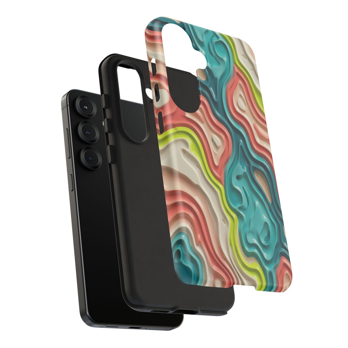 Abstract Contour Phone Case — Colorful Topographic Pattern Tough Case