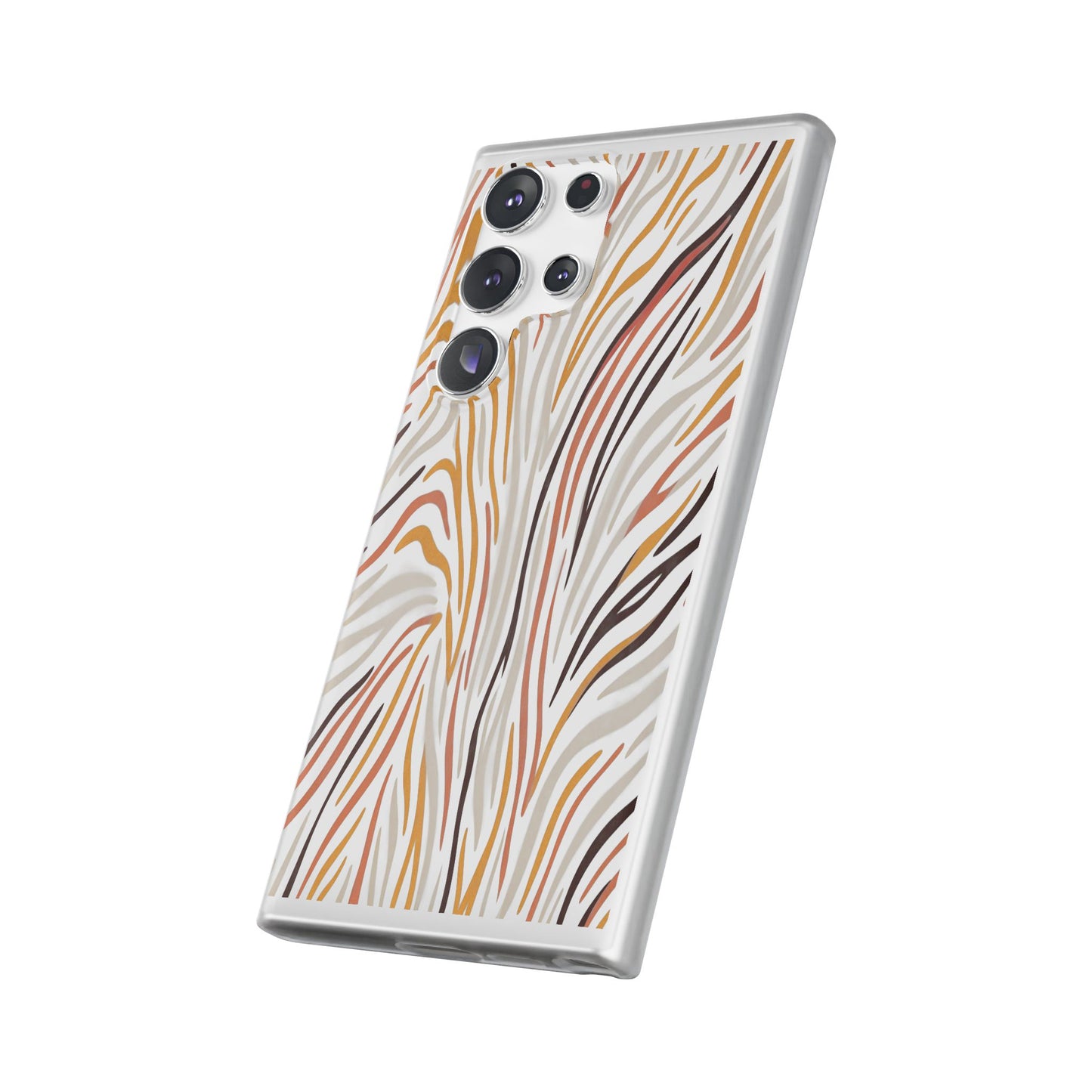 Marbled Neutral Stripe Phone Case — Abstract Beige & Terracotta Flexi Case