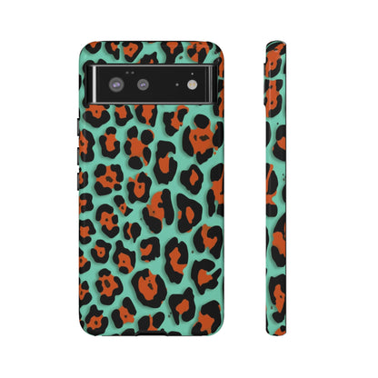 Teal & Rust Leopard Phone Case — Tough Protective Animal Print