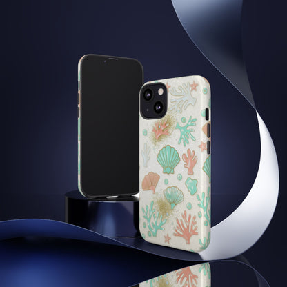Seashell Coral Phone Case — Pastel Beach Shells Protective Tough Case