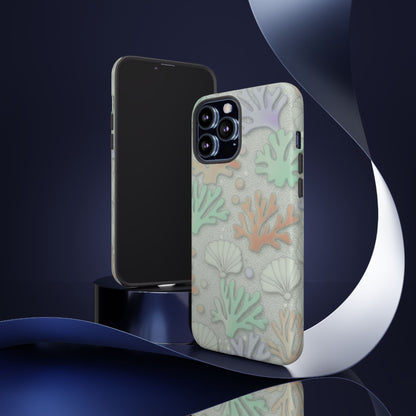 Pastel Coral Reef Tough Phone Case – Sea Shell & Coral Pattern Durable Protector