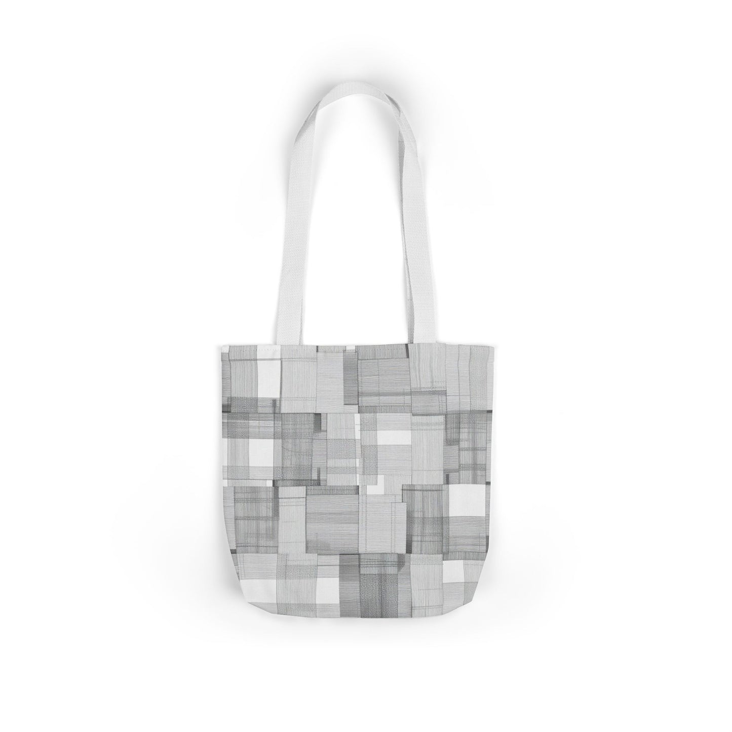 Gray Geometric Patchwork Canvas Tote