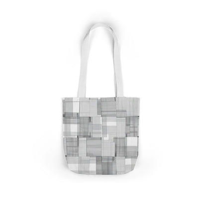 Gray Geometric Patchwork Canvas Tote