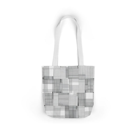 Gray Geometric Patchwork Canvas Tote