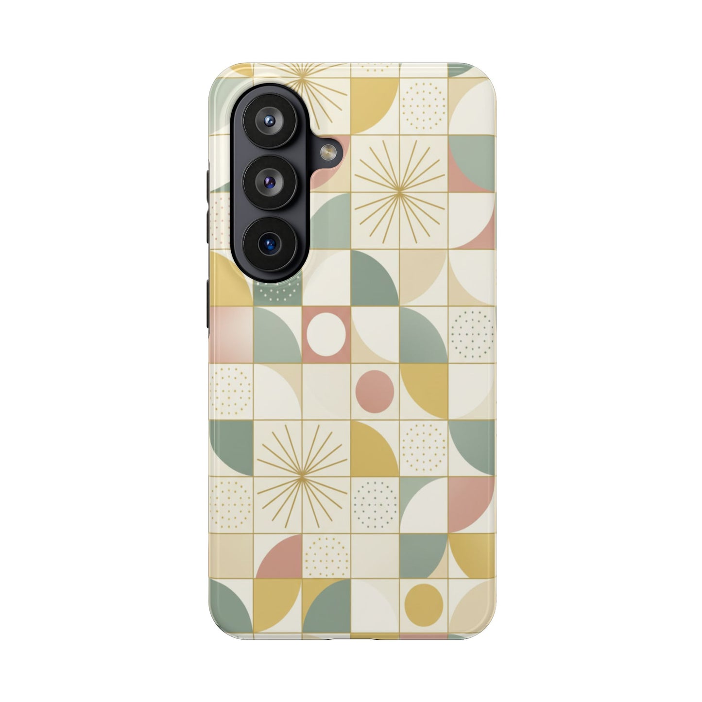 Retro Geometric Tough Phone Case — Pastel Midcentury Pattern