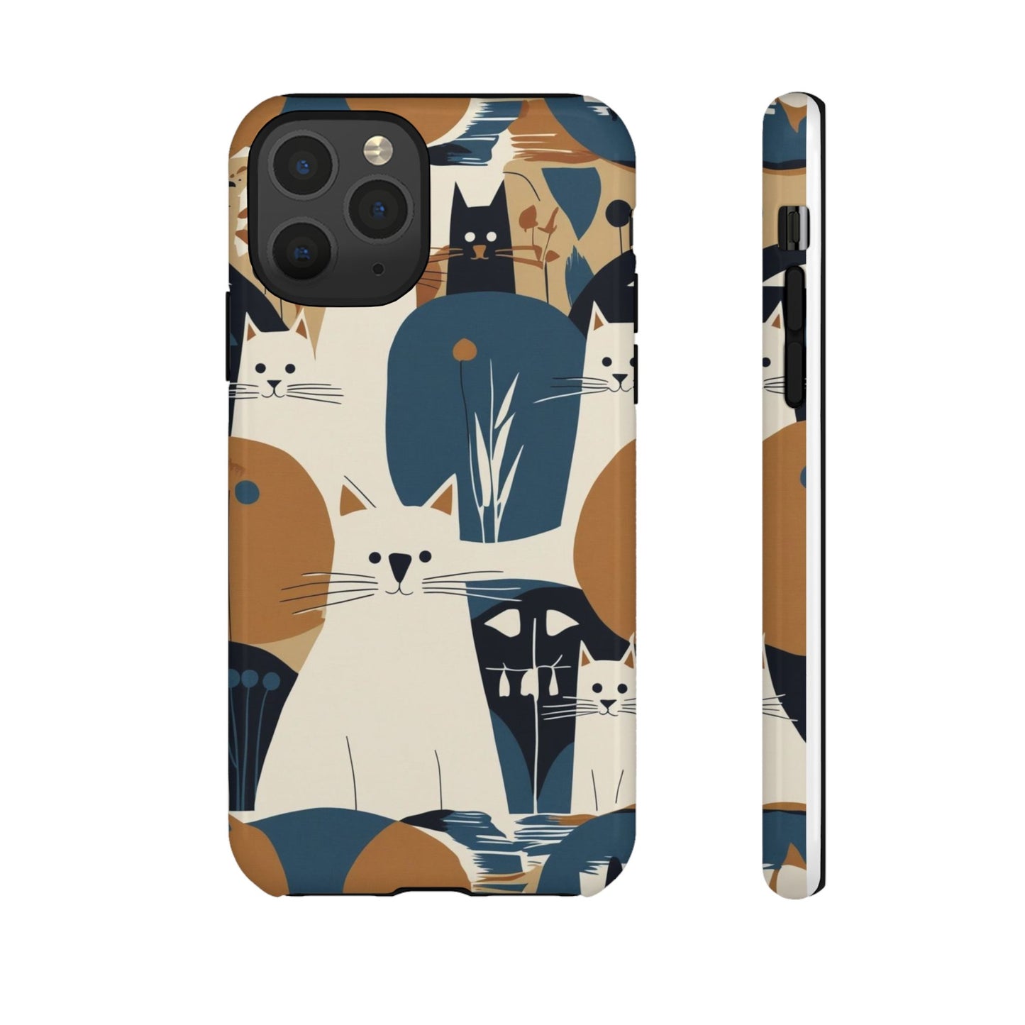 Cat Pattern Phone Case – Retro Abstract Cats Protective iPhone Cover