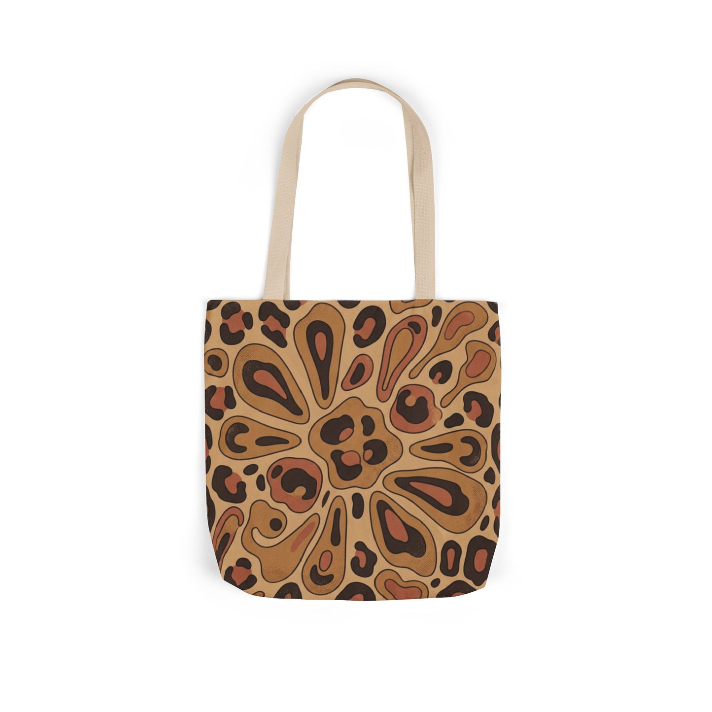 Leopard Mandala Canvas Tote — Brown Retro Animal Print Tote Bag