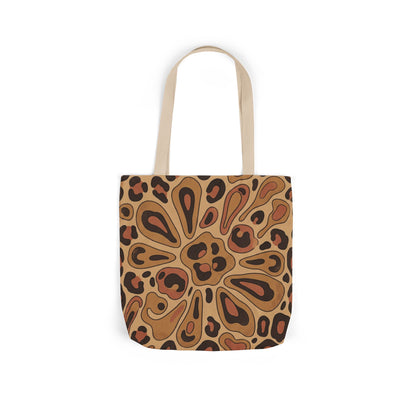 Leopard Mandala Canvas Tote — Brown Retro Animal Print Tote Bag