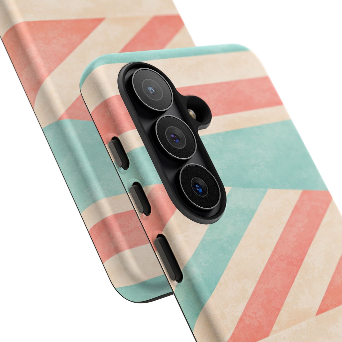 Pastel Stripes Tough Phone Case – Retro Coral & Teal Protective Cover