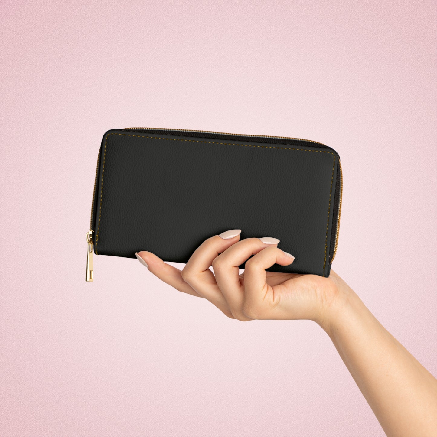 Classic Black Zip Wallet — Leather-Look Zippered Wallet for Cards & Cash