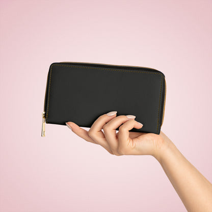 Classic Black Zip Wallet — Leather-Look Zippered Wallet for Cards & Cash