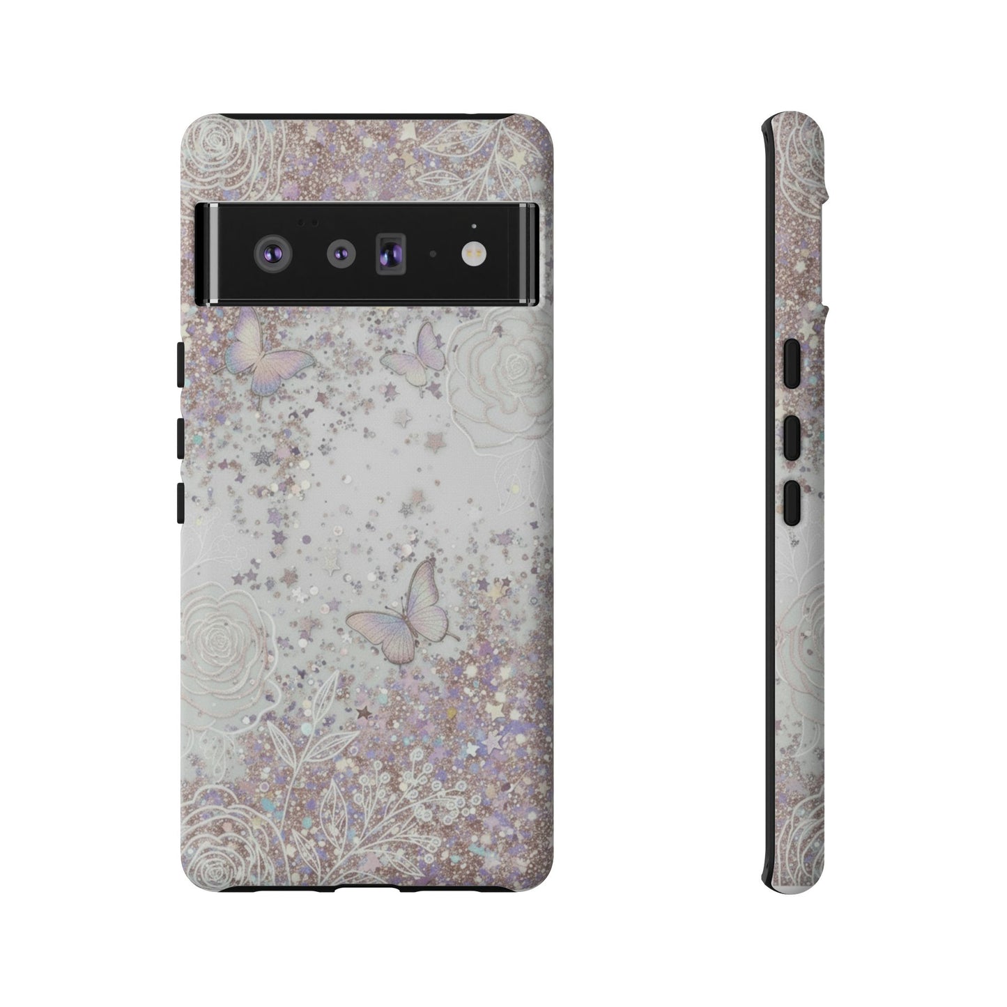 Butterfly Glitter Tough Phone Case — Floral Sparkle Protective Case
