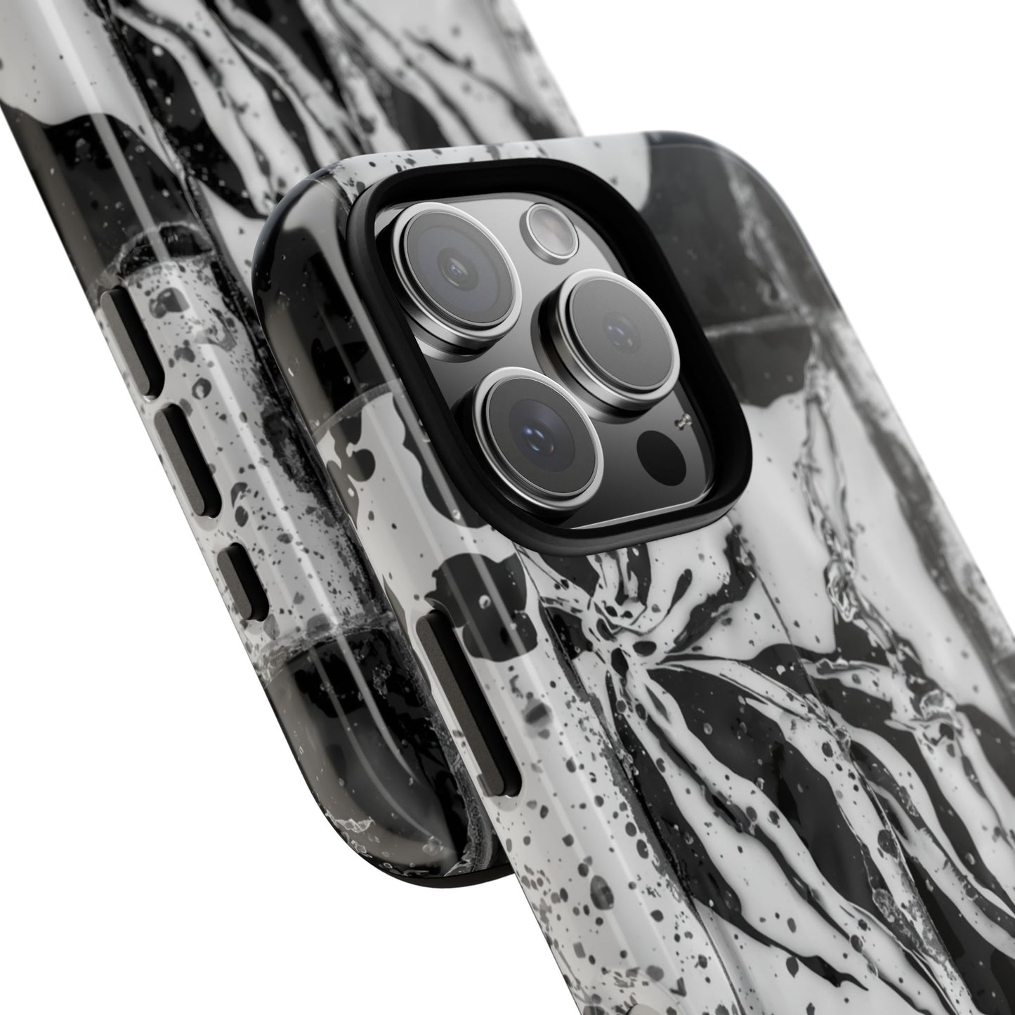 Monochrome Tile Floral Tough Phone Case