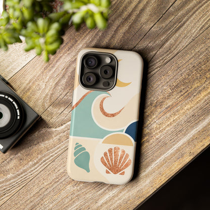 Sea Breeze Tough Phone Case — Retro Waves & Shells Design