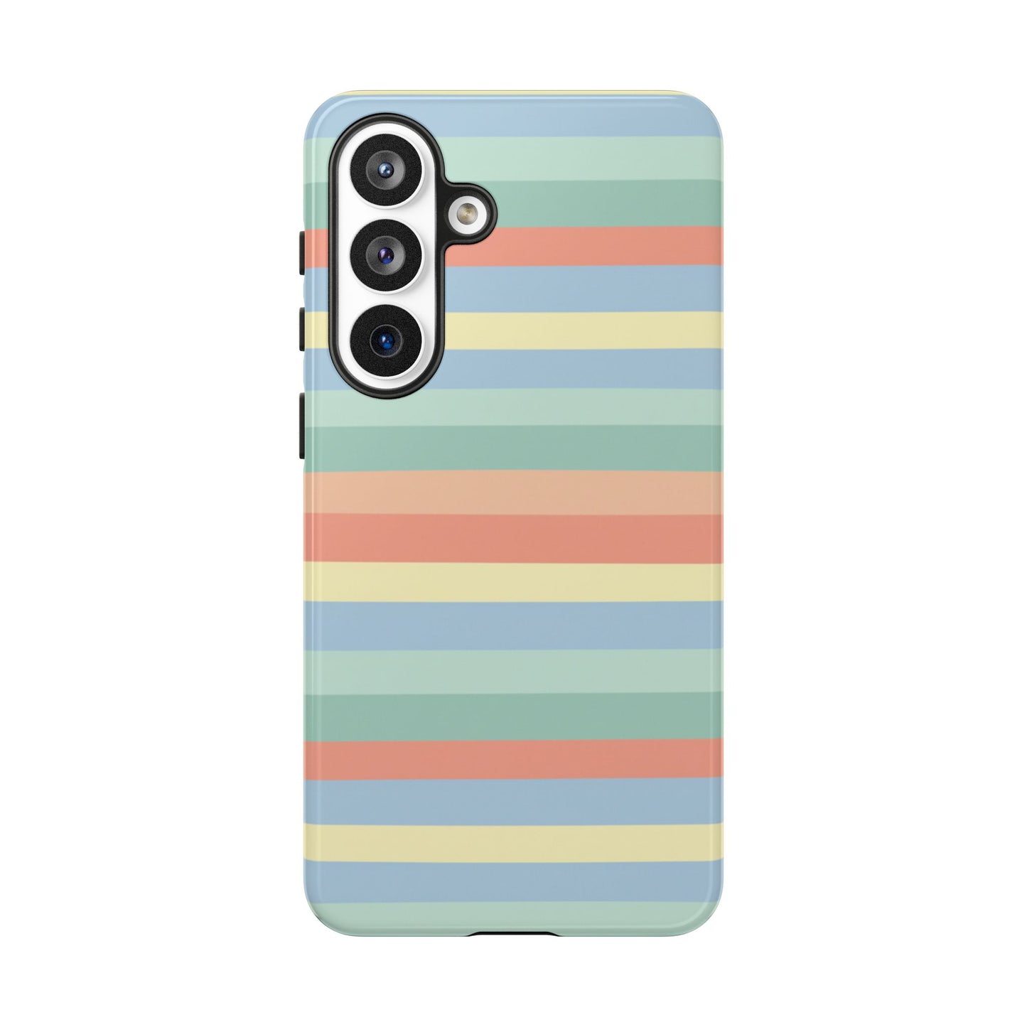 Pastel Striped Phone Case — Retro Horizontal Multi-Color Tough Case