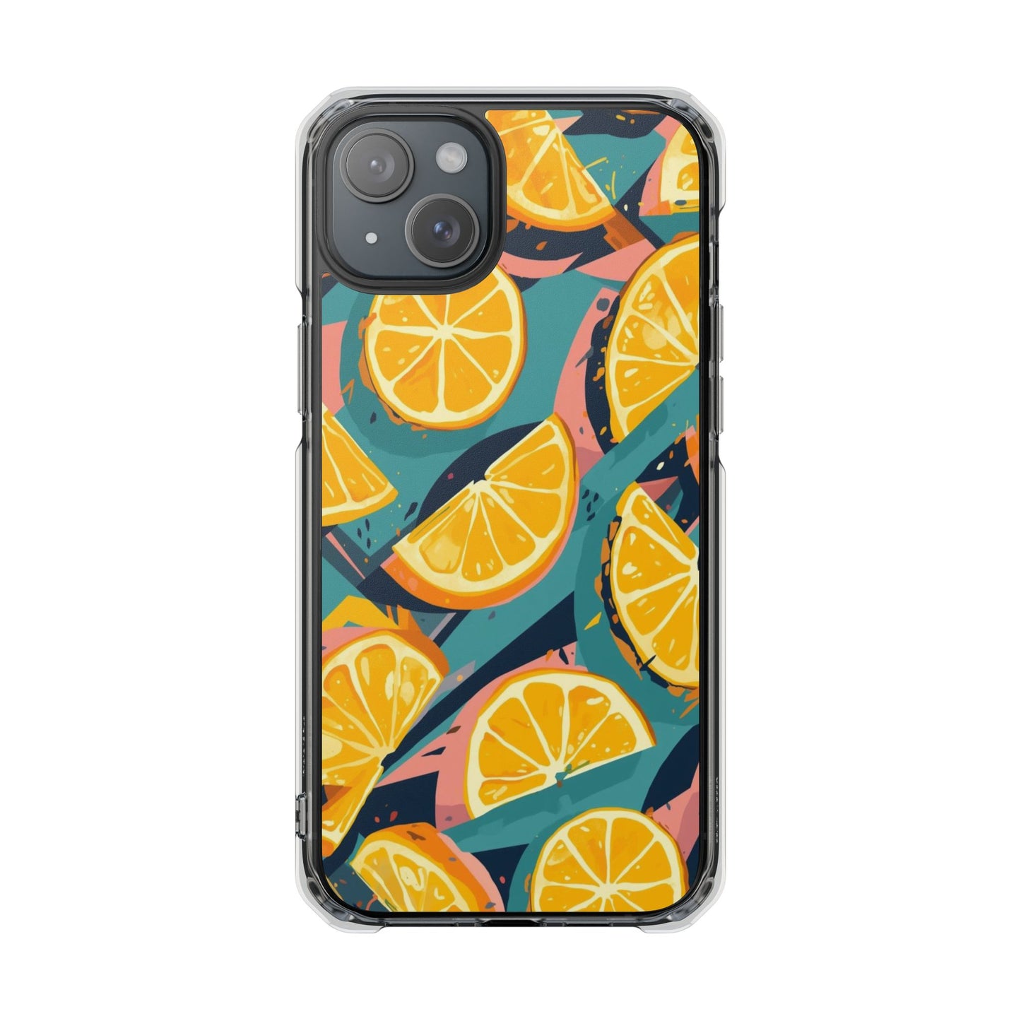 Clear Impact Phone Case — Bright Citrus Slice Pattern, Magnetic Compatible