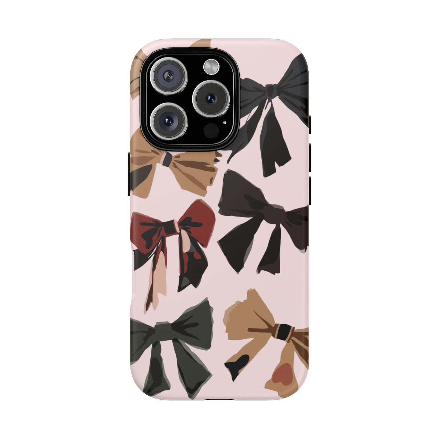 Bow Pattern Phone Case - Pink, Brown & Black Bows Protective Cover
