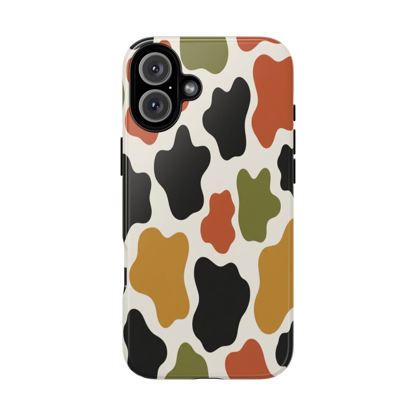 Camouflage Pattern Tough Phone Case – Retro Olive, Rust & Mustard Protective Cover