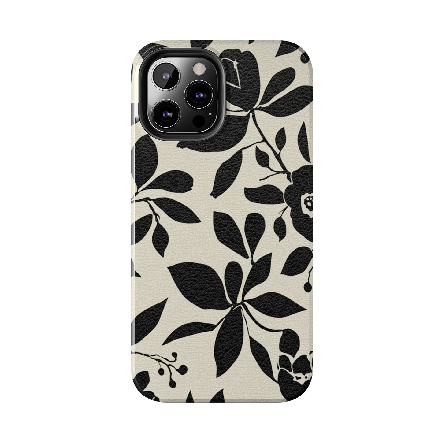 Tough Phone Case — Black Floral Silhouette Protective Cover