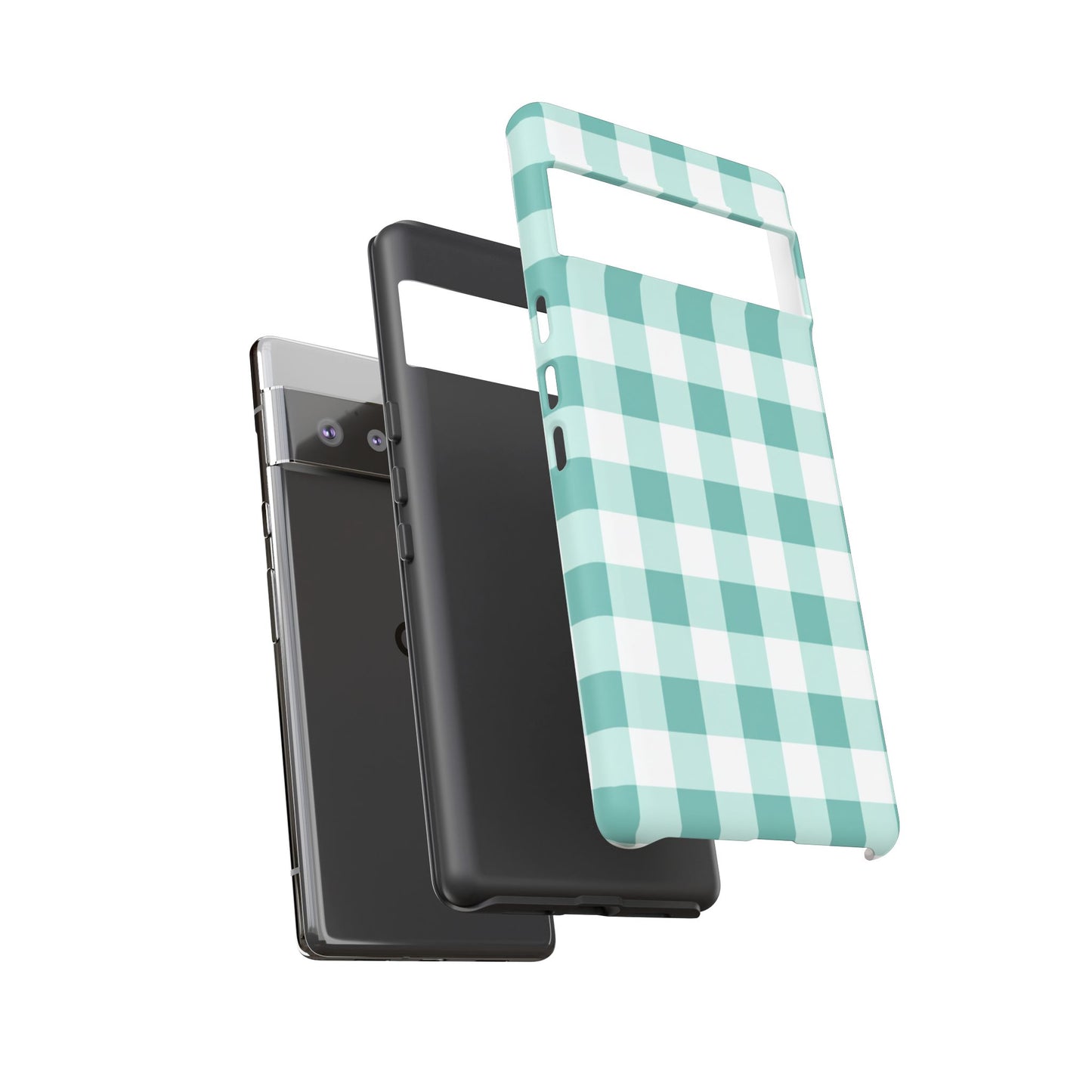Mint Green Buffalo Check Tough Phone Case — Durable Plaid Protective Cover
