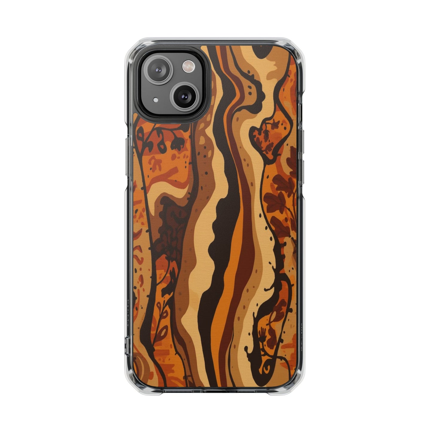 Amber Swirl Magnetic Clear Impact Phone Case — Protective Clear Case with Abstract Woodgrain Design