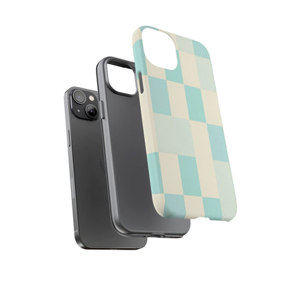 Pastel Checkerboard Tough Case – Mint & Cream Protective Phone Cover