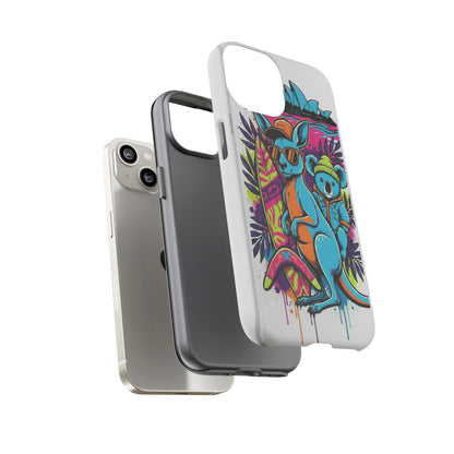 Kangaroo & Koala Surf Phone Case — Retro Neon Beach Art Tough Case