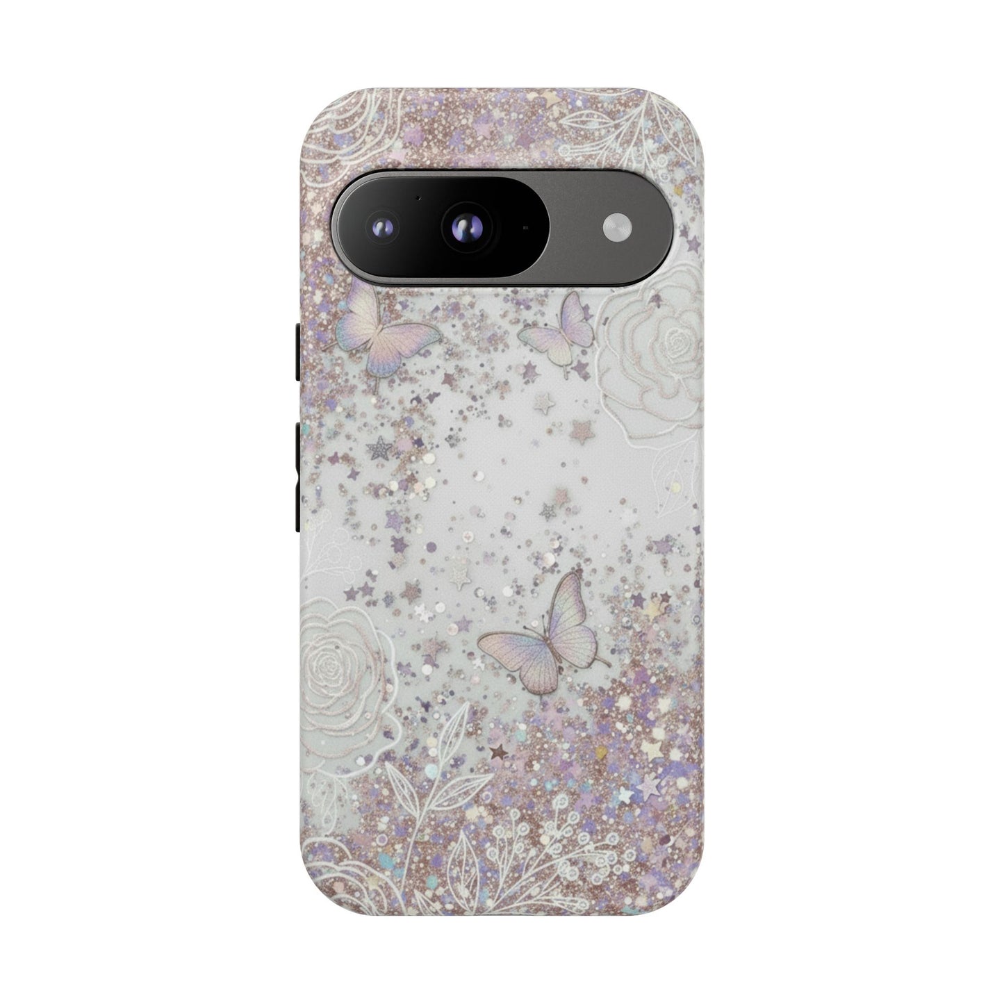 Butterfly Glitter Tough Phone Case — Floral Sparkle Protective Case