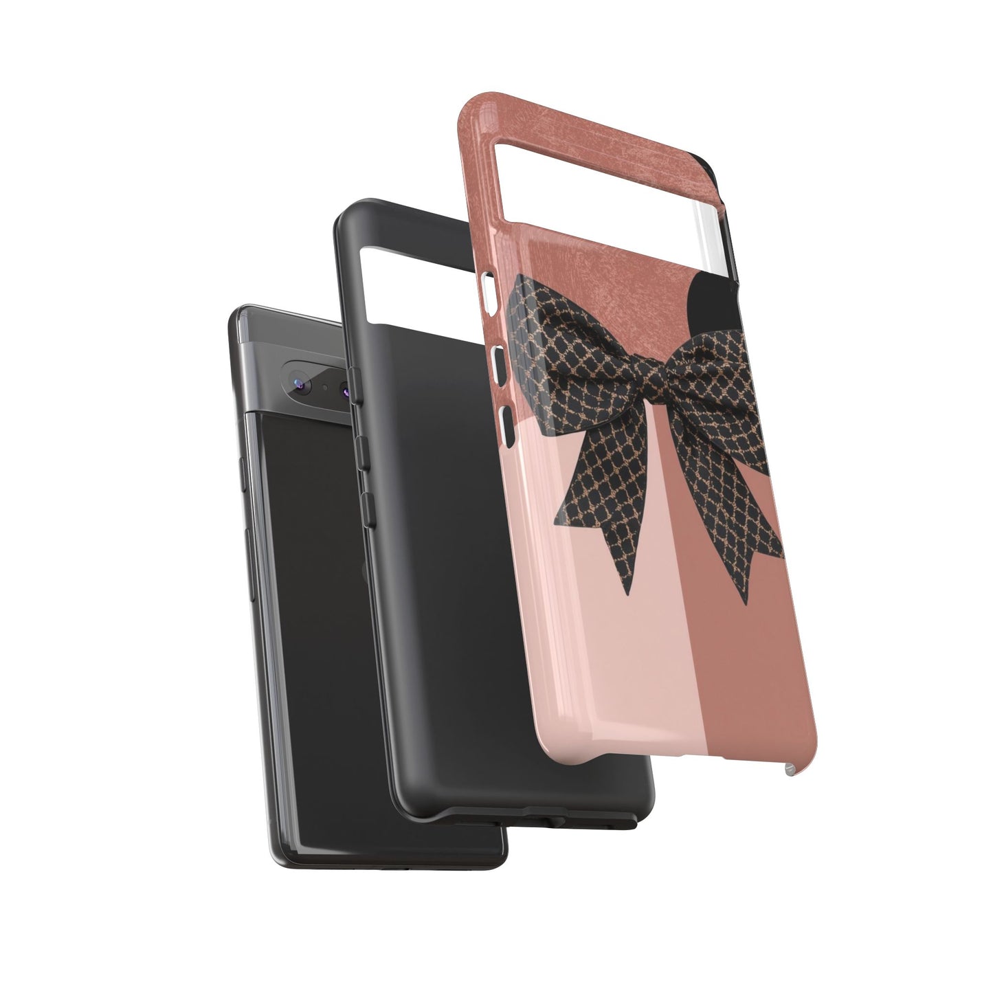 Bow Stripe Tough Phone Case – Pink Mauve Protective Cover