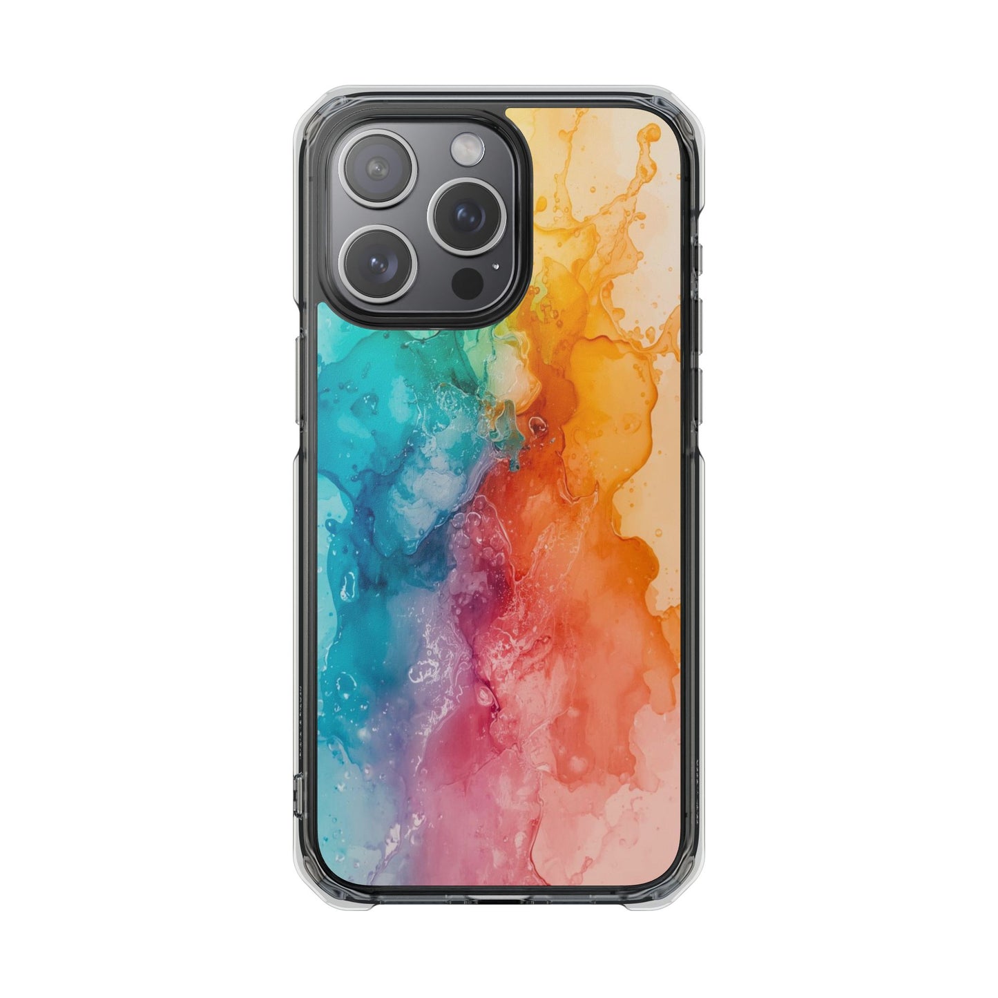 Clear Impact Phone Case — Rainbow Watercolor Splash Magnetic Compatible