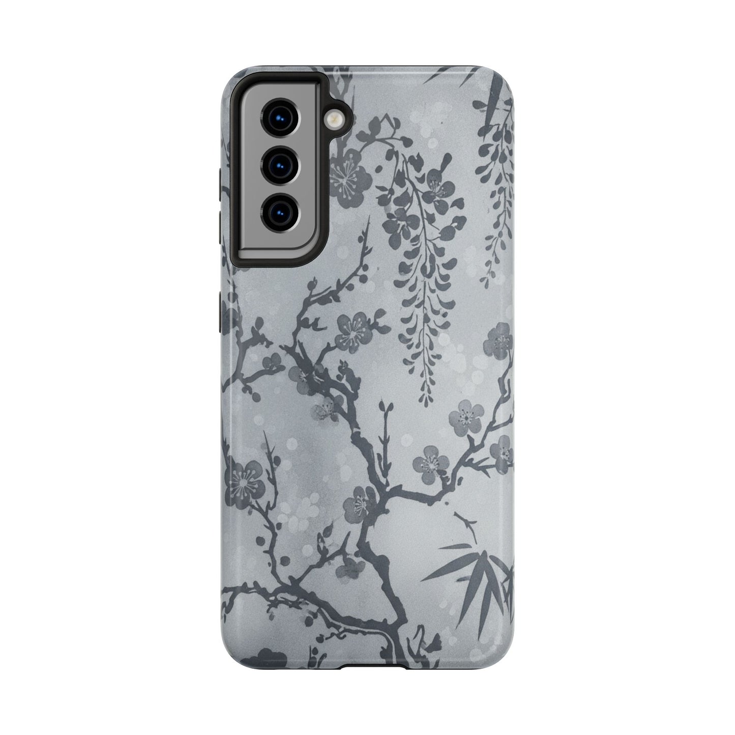 Tough Phone Case — Gray Cherry Blossom Ink Floral Design