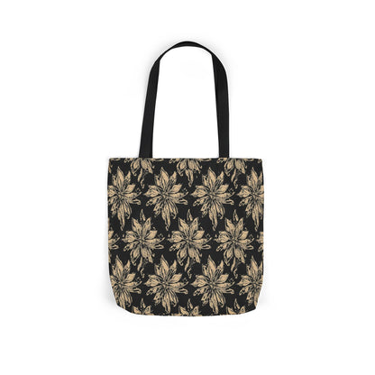 Floral Mandala Canvas Tote — Black & Gold Patterned Shopping Bag